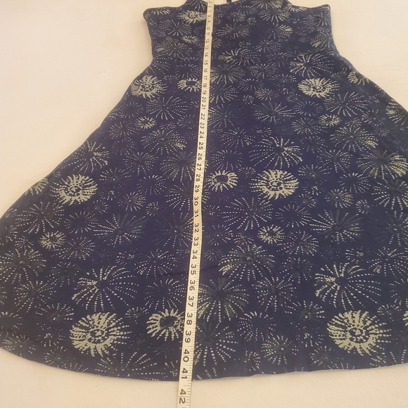 PACT Blue White Organic Cotton Firework Print Fit & Flare Midi Dress Women's XL - Picture 8 of 13